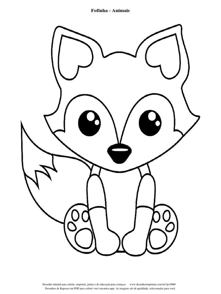 Desenhos de Raposas em PDF para Colorir Fofinha